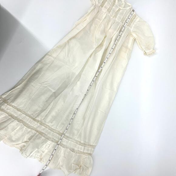 Vintage Hand Made Infant Doll Christening Baptism Gown Sleeves Ecru - Picture 7 of 8